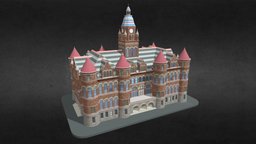 Dallas County Courthouse 3D Model office, tower, paris, courthouse, modern, vray, us, county, urban, skyscraper, newyork, texas, town, nyc, dallas, downtown, architecture, lowpoly, house, usa, city, structure, building