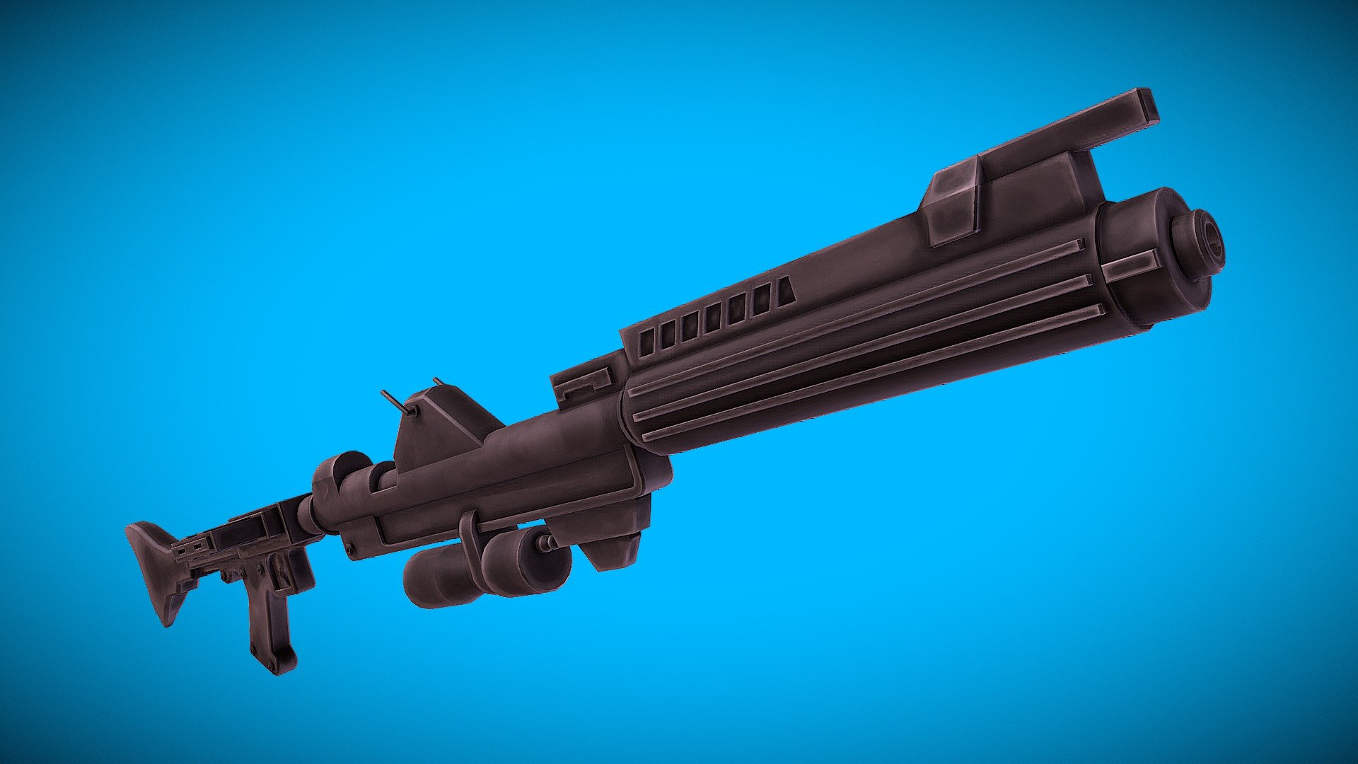 The DC-15A blaster rifle was one of the standard weapons for clone troopers of the Galactic Republic during the Clone Wars. Equipped with tibanna gas cartridges, the weapon carried enough gas to fire up to 500 shots, its power magazines ionized the gas into plasma charged within its ignition chamber, and were exceptionally effective against droids and living targets 3d model