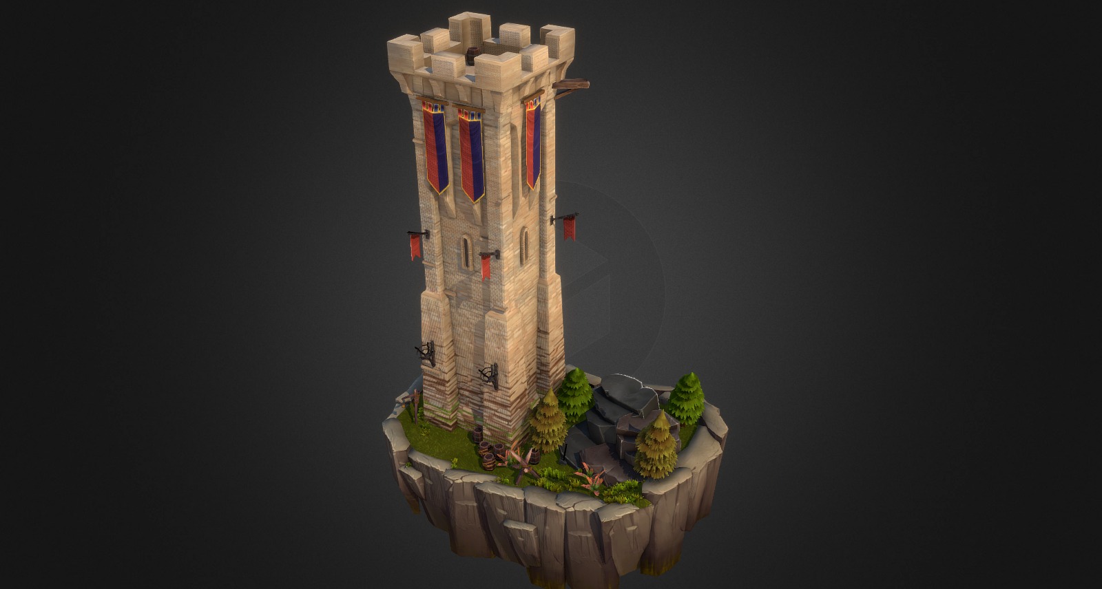 An update test for the art asset pack I worked on. On Sale now at http://shop.bitgem3d.com/products/medieval-city - Castle Tower Re-done - 3D model by Polygrade3D 3d model