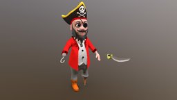 Cartoon pirate thief, captain, cartoon, man, ship, pirate, fantasy, evil, guy