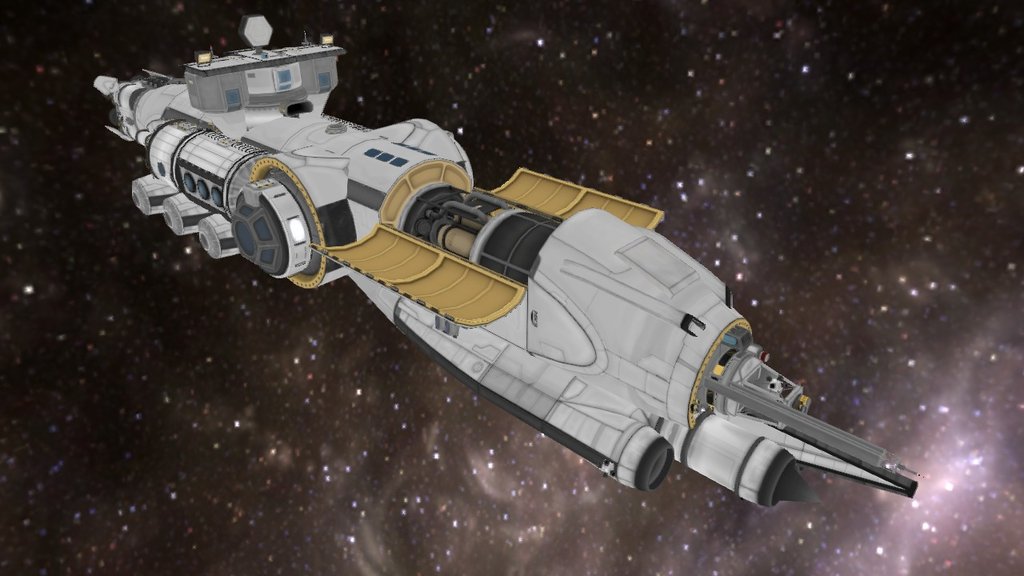 A large capital space vessel, this craft brings with it everything you would need to explore the furthest reaches of interplanetary space 3d model