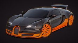 Bugatti Veyron Super Sport gaming, bugatti, midpoly, supersport, bugatti-veyron, substancepainter, substance, asset, blender, lowpoly, blender3d, car, 3dmodel, gamingasset