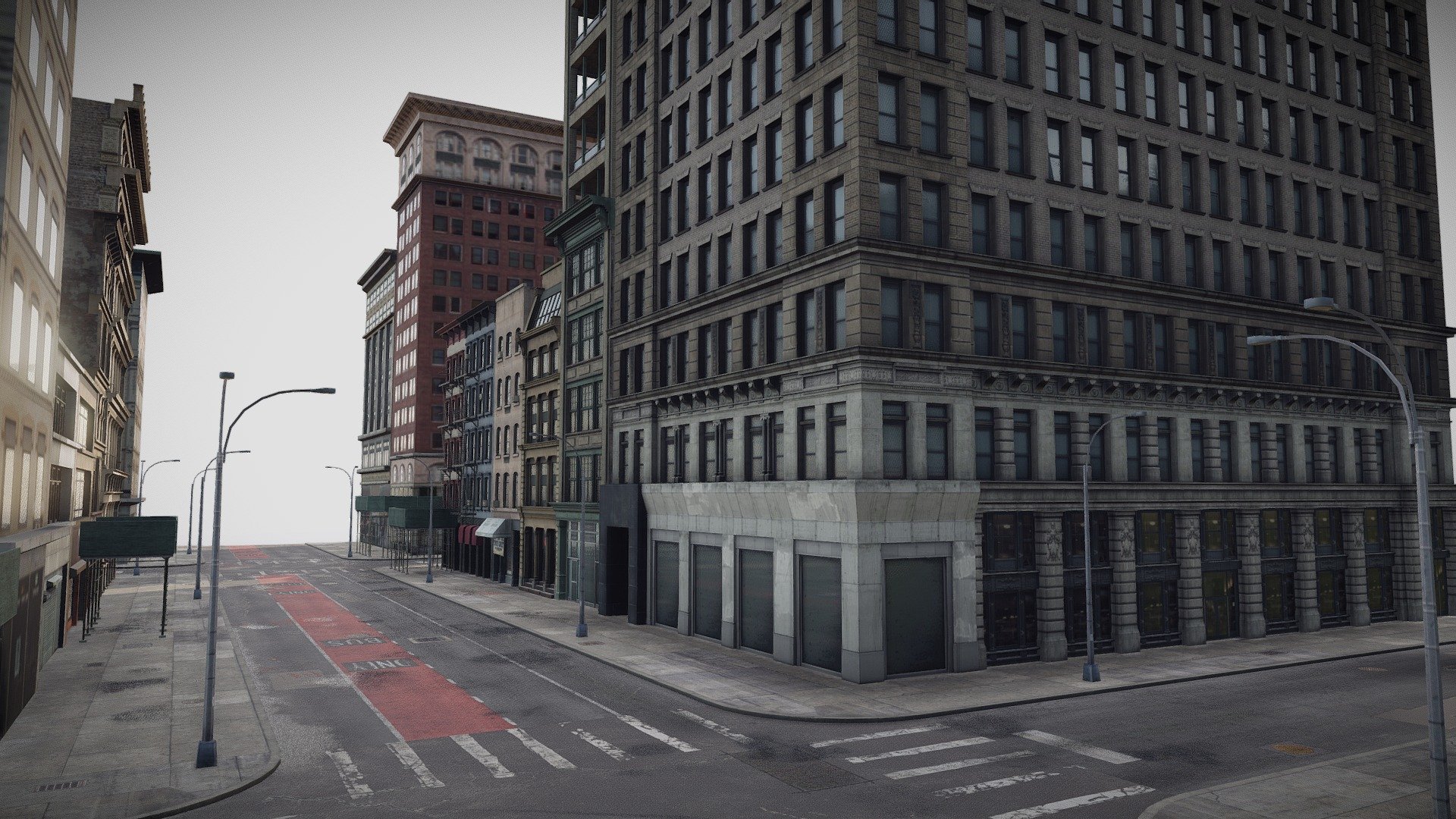 A detailed recreation of a city block in Manhattan: 358 Broadway Street. Contains 9 high quality NYC buildings and 8 lower quality background buildings.

Scene Information:




Modelled in Blender 3.3.2

Fully UV unwrapped

All materials are allocated to their respective objects.

Textures Included:




2k/3k/4k baked resolution textures

Diffuse

Roughness

Ambient Occlusion 

Opacity

Normal maps (Only for roads)

Formats:

.obj 
.blend
.fbx

Enjoy and have a nice day 3d model