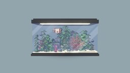 Aquarium fish, anchor, coral, aquarium, algae, blockbench, low-poly