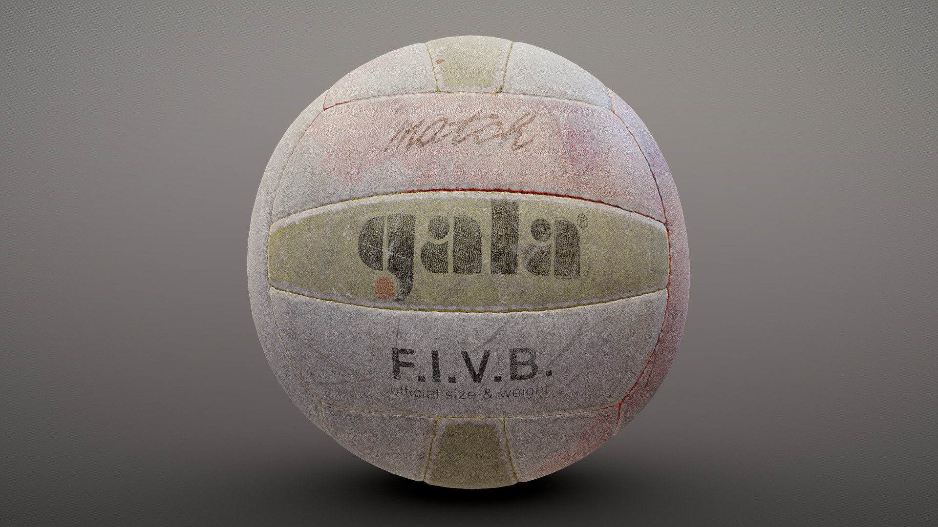 Scan of damaged volley ball. The mesh has been cleaned, retopologised and PBR textures has been authored 3d model