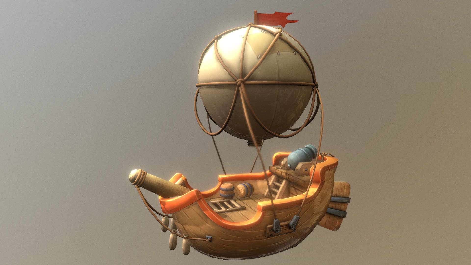 This Balloon Boat in hand-painted style is excellent for any kind of RPG, strategy, VR, battle, racing, exploration, or adventure game.




•Details:

•The balloon, sandbags, flag, cannon, barrels, fin and ropes are separate/parented objects so they can be animated or removed easily.



•Mobile-friendly:

Polys: 15,155

Verts: 14,551





Feel free to contact me for info or suggestions 3d model