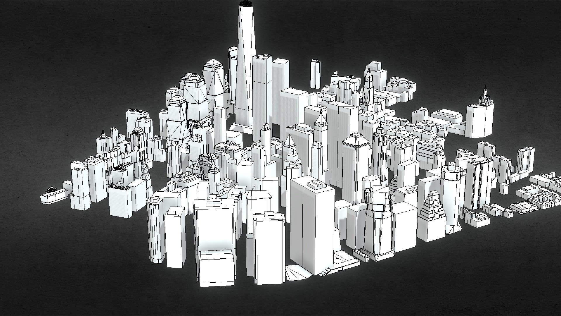 A visualisation of the lower Manhattan district, NYC - Lower Manhattan visualisation - 3D model by 99.Miles 3d model