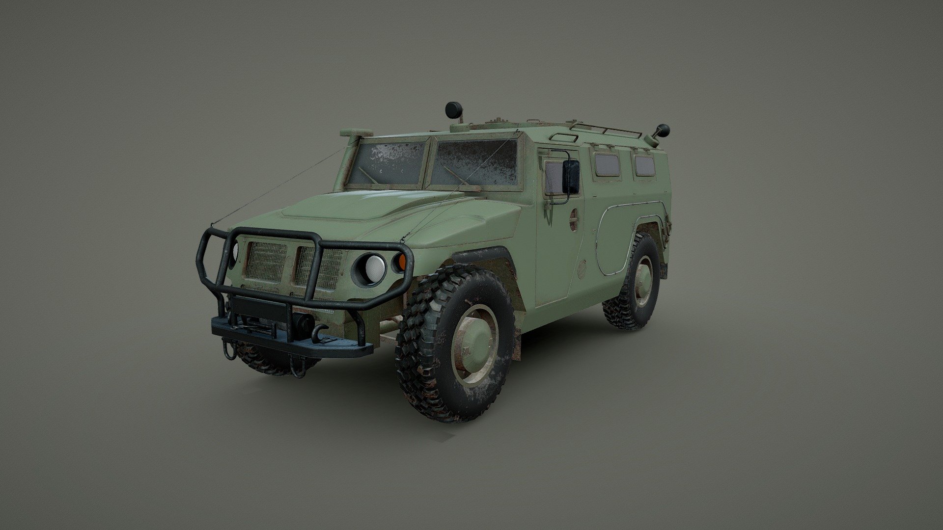 The Tigr is a Russian 4×4, multipurpose, all-terrain infantry mobility vehicle manufactured by Military Industrial Company, first delivered to the Russian army in 2006. Primarily used by the Russian Armed Forces and Russian Ministry of Internal Affairs, it is also used by numerous other countries 3d model