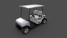 Golf Cart mini, golf, transportation, eletric, cart, long, big, large, golfcart, golfer, game, vehicle, low, poly, car, sport