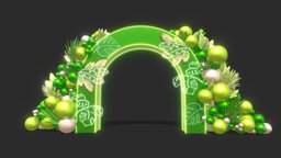 Balloon Entrance Arch photo, plants, set, balloon, event, entrance, architectural, wedding, arch, party, decorative, holiday, opportunity, birthday, neon, balloons, arches, palms, celebration, photocall, monstera, decoration
