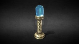 Crystal on Pedestal pedestal, medieval, crystal, antique, used, magical, celestial, rarity, witchy, glowing, mysterious, gemstone, wizardry, alchemyroom, asset, game, gameart, gameasset, blue, fantasy, magic, gold