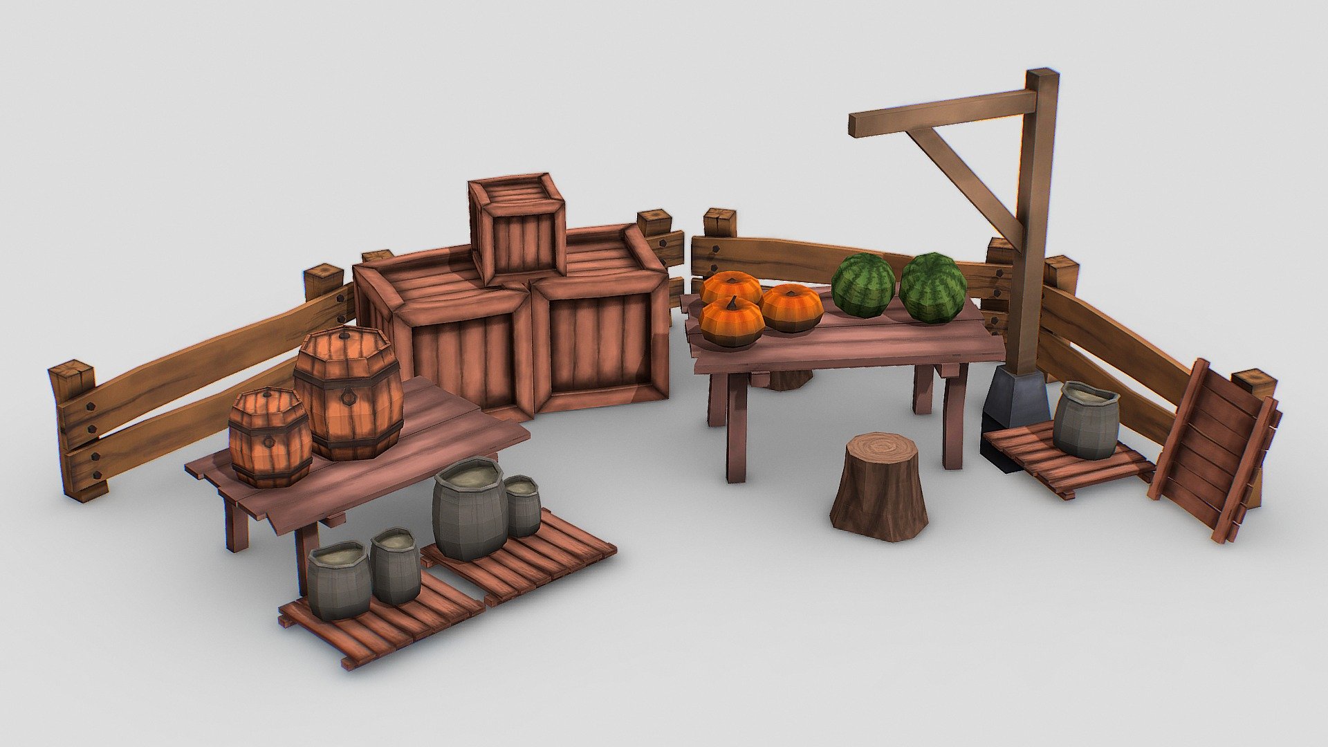 LowPoly Game Ready 3D Model


This model is based on Farm level design
| Unity &amp; Unreal Engine





Softwares


Modeling in: Blender

Texturing and Painting in: Blender





FREE FOR YOU | Download Now - Cartoon | Wooden | Farm | Pack - Download Free 3D model by YadroGames 3d model