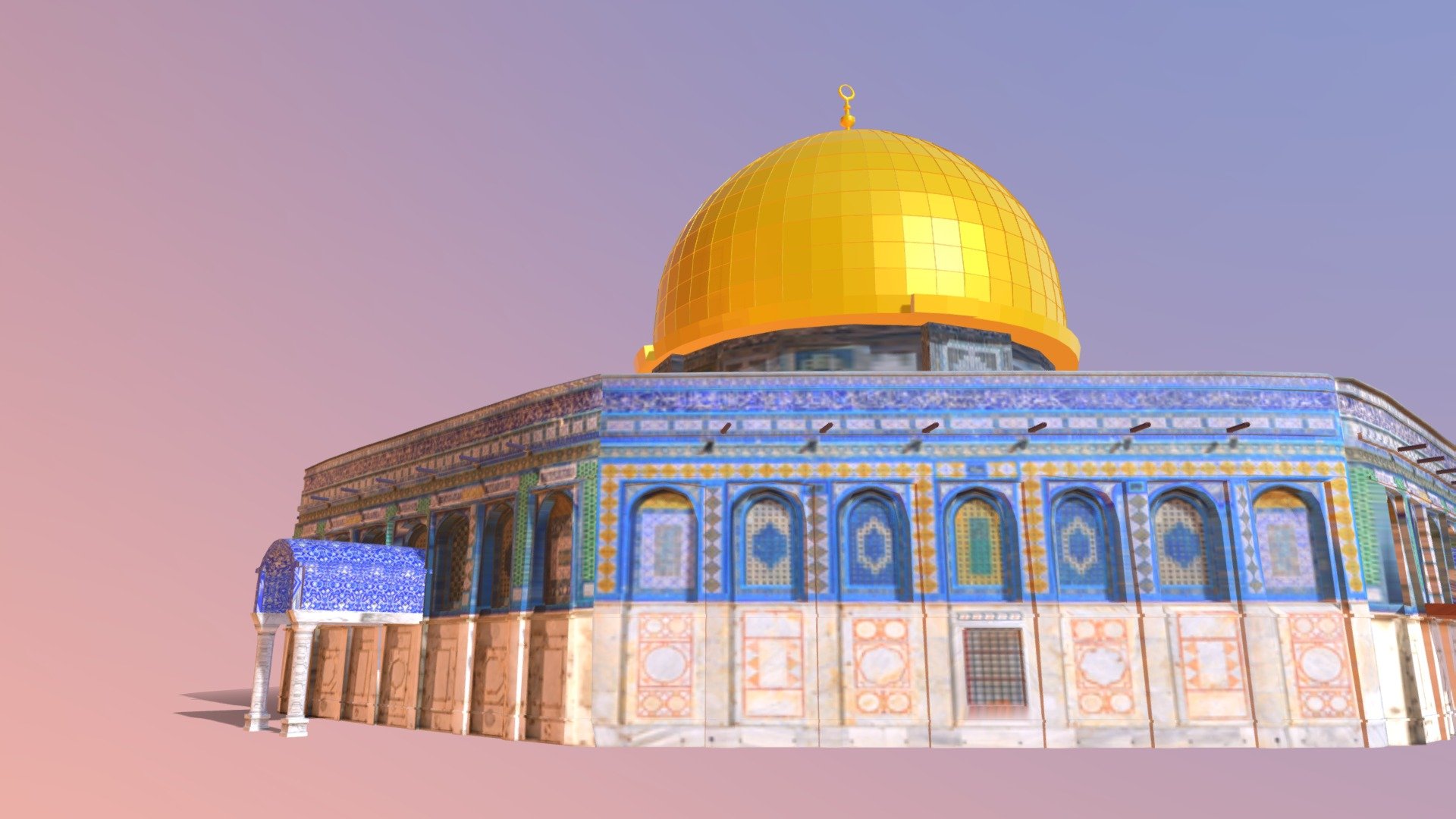 It's been a good minute since I uploaded anything here! 
I'm gonna upload a few architechtual things I made in Fall for a class. This was the first time I modeled and textured a building. It's really messy and I was under a time constraint, but I still like it c: - Dome of the Rock - 3D model by glittermocha 3d model