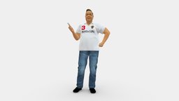 Man In T-shirt With Phone 0464 style, people, clothes, miniatures, realistic, t-shirt, character, 3dprint, model, man, male