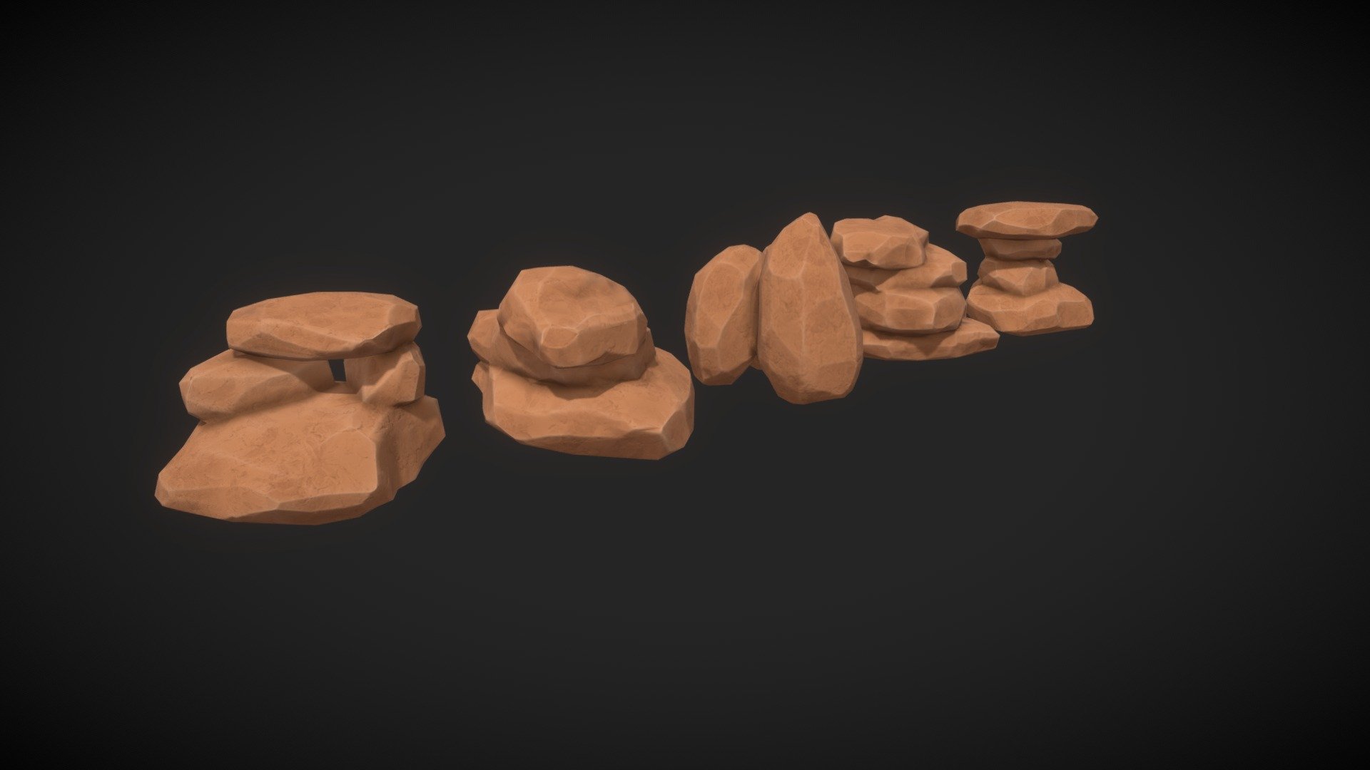 Game Ready stylized pack of 5 rocks formations

1024x1024 textures and NM's - Stylized Rocks Formation Asset Pack - Download Free 3D model by Gebus (@deadzik) 3d model