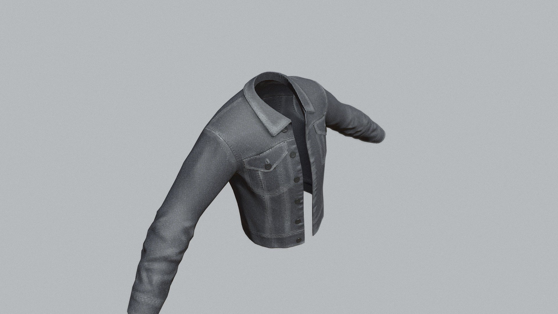 Black Button Jean Jacket WIP - Black Jean Jacket WIP - 3D model by Nicole Gueli (@sirenorseraph) 3d model