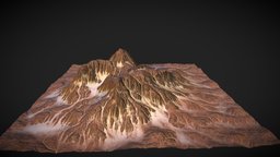 Low Poly Desert Mountain terrain, mesh, mountain, background, unity
