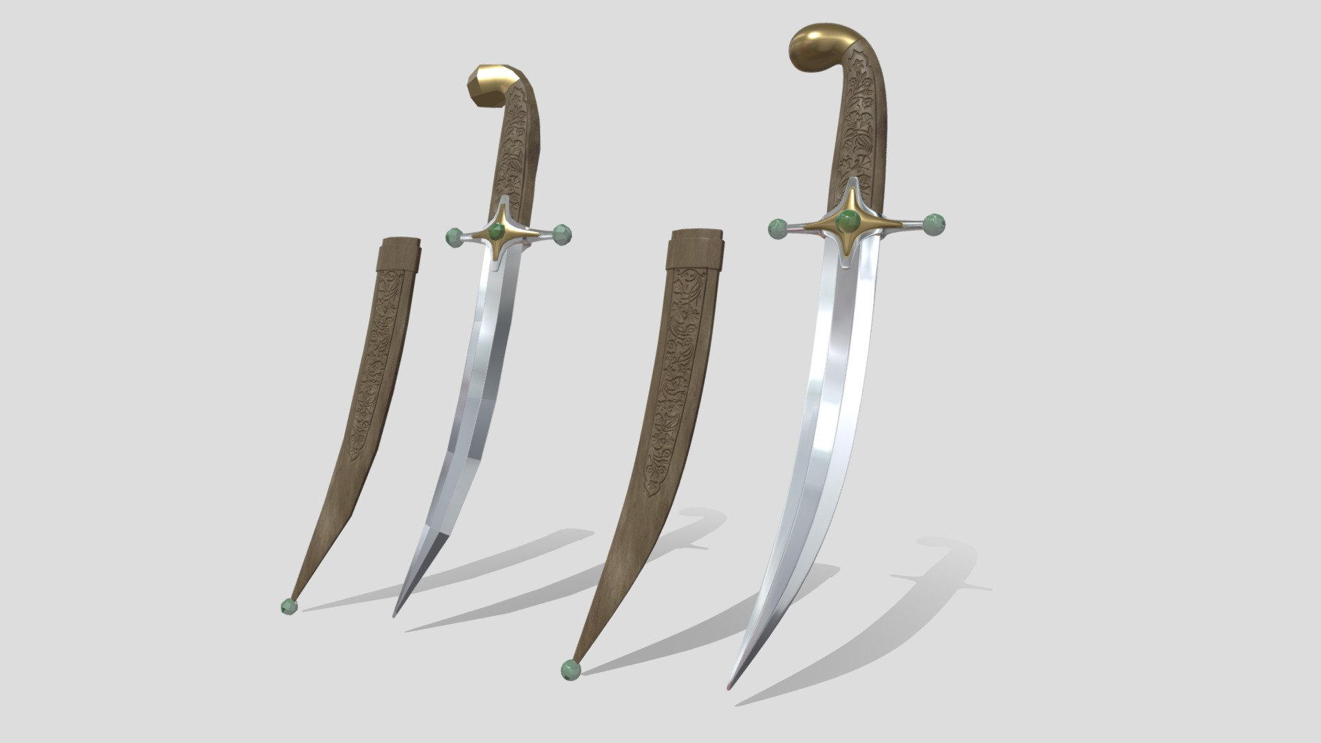 The hi-poly 3d model of Oriental Dagger with floral pattern, it includes lowpoly for turbosmooth - Oriental Dagger - Buy Royalty Free 3D model by Rachelle Ete (@RachelleEte) 3d model