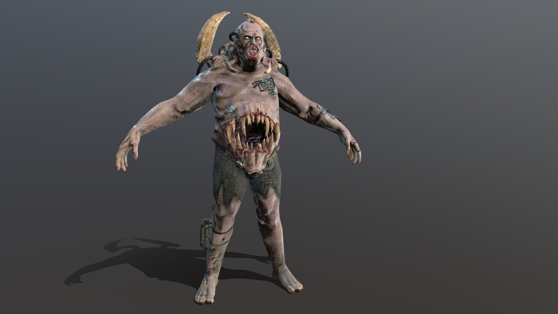 Low-poly model of the character Mutant7
Suitable for games of different genre: RPG, strategy, first-person shooter, etc.
In the archive, the basic mesh (fbx and maya)

one texture pack 4096x4096 (down to 1024х1-1024)

In the model it is desirable to use a shader with a two-sided display of polygons.

The model contains 21 animations
atack (x5)
walking (x4)
running (x1)
Straif LR (x2)
idle (x2)
death (x4)
rage
gethit

faces 8460
verts 8542
tris 16175 - Mutant 7 - Buy Royalty Free 3D model by dremorn 3d model