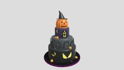 Three Level Halloween Cake blood, food, cake, bat, cemetery, eyes, terror, fear, cakes, halloween, pumpkin, spooky, horror