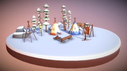 Native American Village-low poly