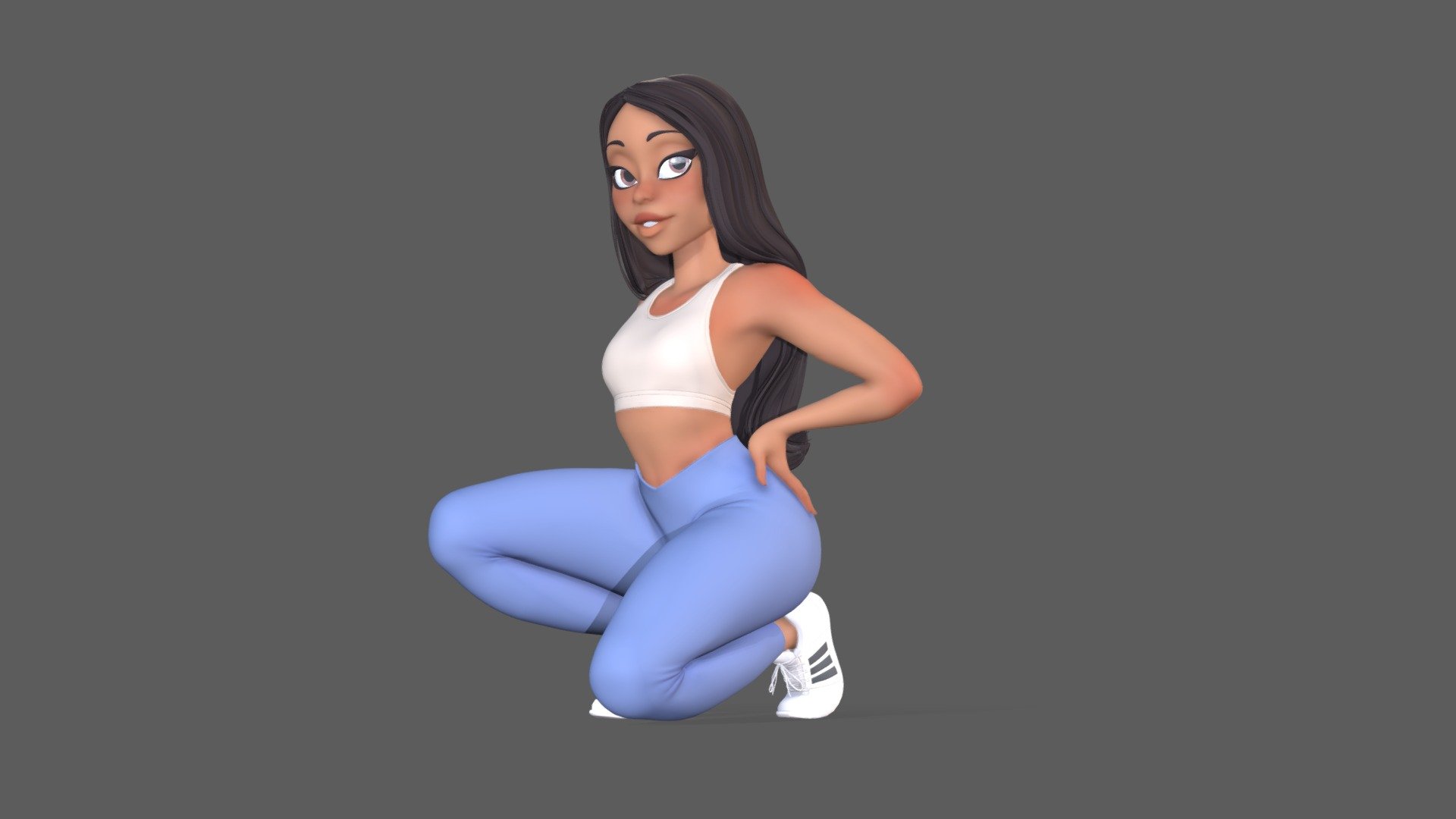 Based on art by Karoline Pietrowski.  No textures, just vertex colors.

https://karolinepietrowski.tumblr.com/post/648814921341140992/new-drawing-tutorial-how-i-draw-bodies-is-up-on - Fitness Model - 3D model by roto (@rotoslinger) 3d model