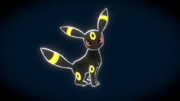 Pokemon Umbreon moon, cat, cute, pokemon, happy, tail, glow, umbreon, eeveelution, glowing, cellshading, pokemon3d, misterious, 3d, blender, cool, dark, black, rigged