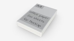 Office paper A4 500 sheets ream office, empty, paper, 500, clean, pile, sheet, mockup, a4, copy, print, box, page, document, write, blank, paperwork, 3d, pbr, ream