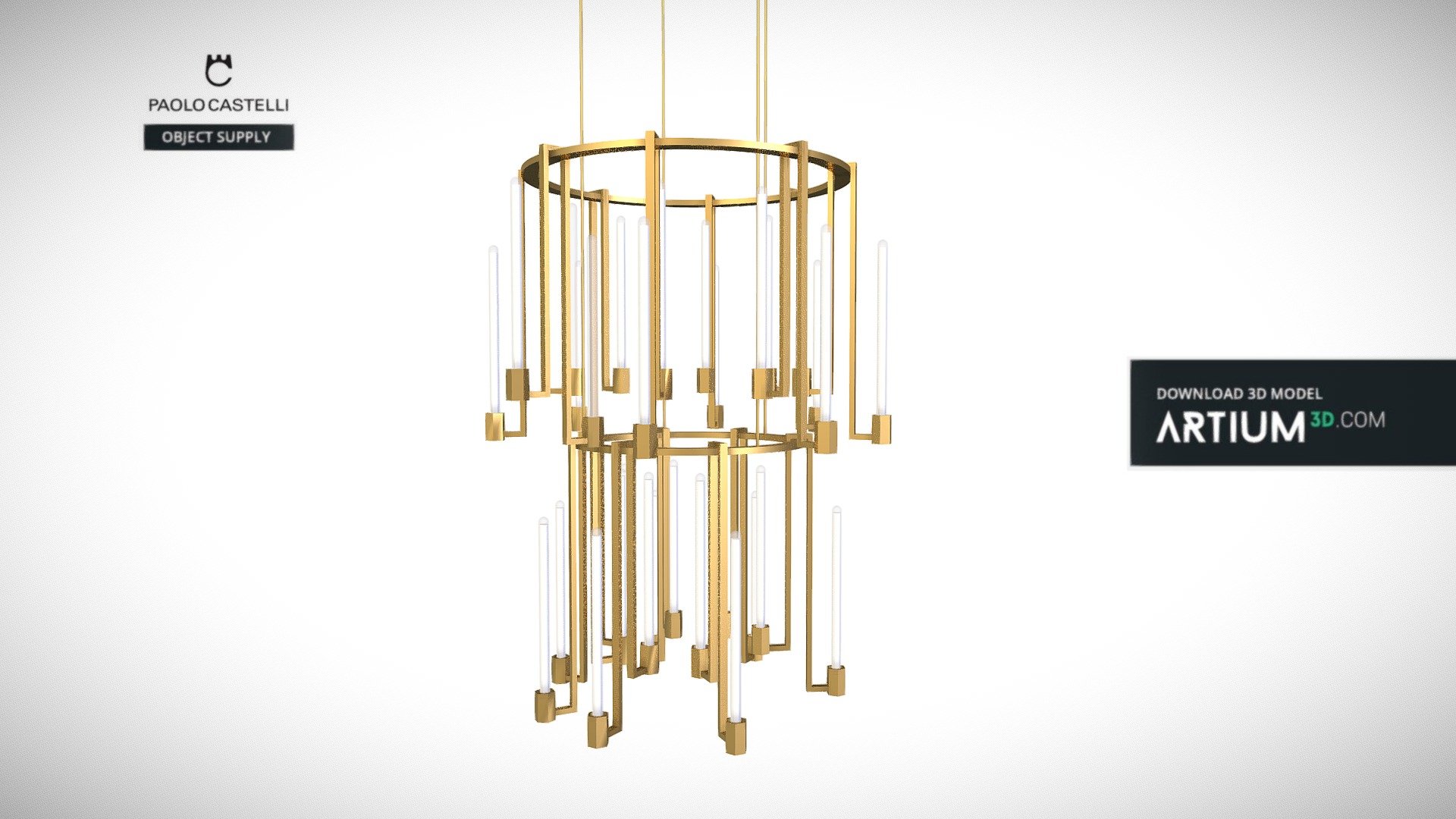 Chandelier Kalí 2 Ring from Paolo Castelli - Design by Paolo Castelli
Murano glass with 24K gold, brass

size:  h-151 x d-111 cm

code: SV-048A - Chandelier Kalí 2 Ring from Paolo Castelli - Buy Royalty Free 3D model by ARTIUM3D 3d model