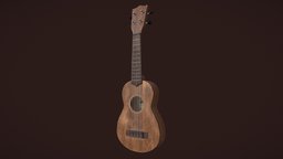 Ukulele instrument, guitar, prop, worn, ukulele, old, strings, beaten, substancepainter, substance, blender, texture, wood