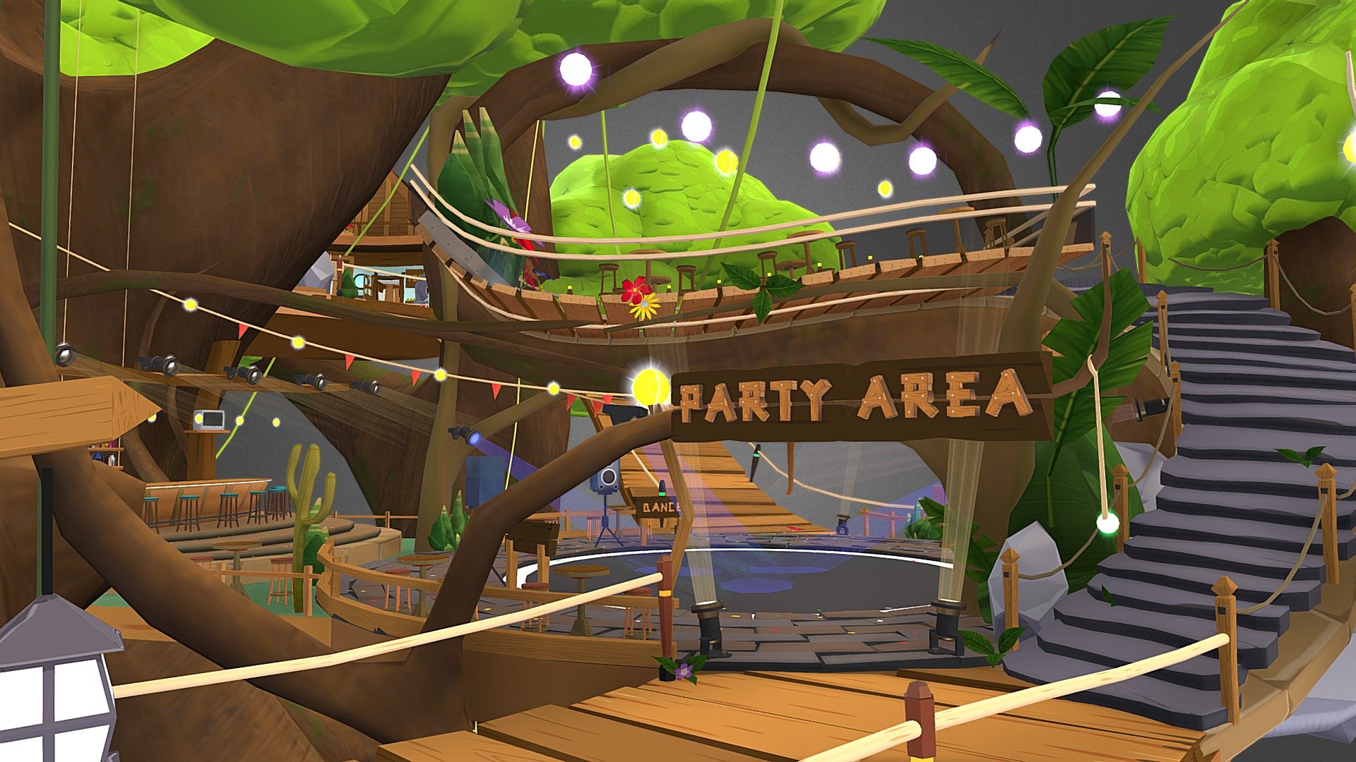 Welcome to the Party Area, your first stop during the End of Year Quest in Decentraland. 

Your first task is to find this area and dance your heart out to receive  your first gift: the Patch Pants. 

As you go through the rest of the quest you'll find the Wishing Well, Memory Lane and the Digital Nomad's Oasis.

Play in Decentraland at coordinates: 148, -100

Created by FGR3D, MaHa, Inihility and KJ Walker of LowPolyModels 3d model