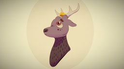 The Little Deer King deer, cartoony, low-poly, cartoon, lowpoly