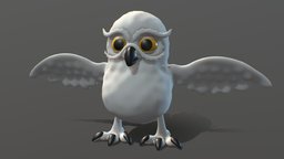 Cartoon Snowy Owl owl, bird, white, ice, snow, snowy, feather, sculpture, 3december-owl, acrtic