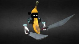 Banana Ninja ninja, banana, lowpolymodel, substancepainter, substance, cool, lowpoly, funny, simple