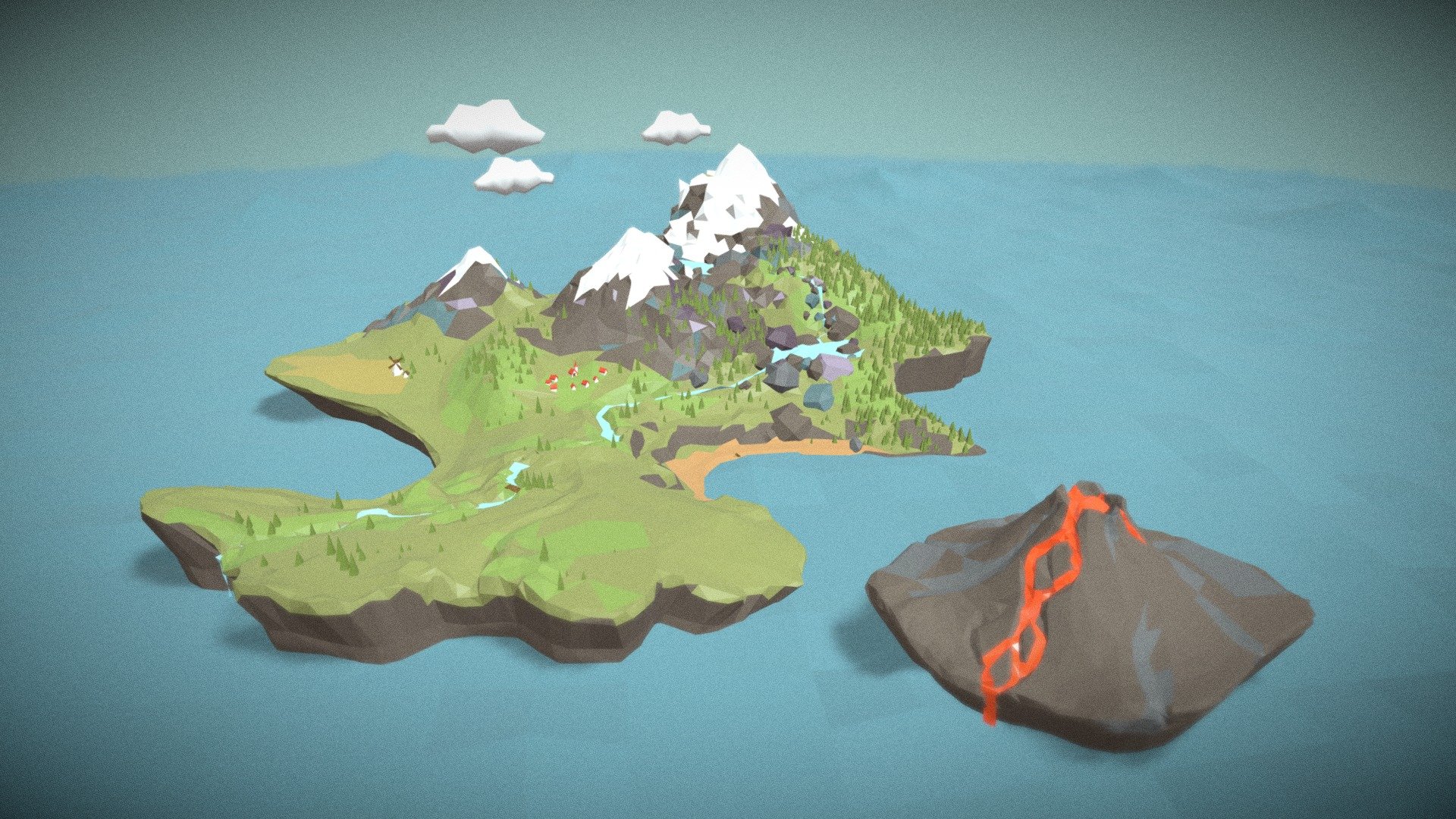Low Poly Island - 3D model by Anna_Moskvitina 3d model