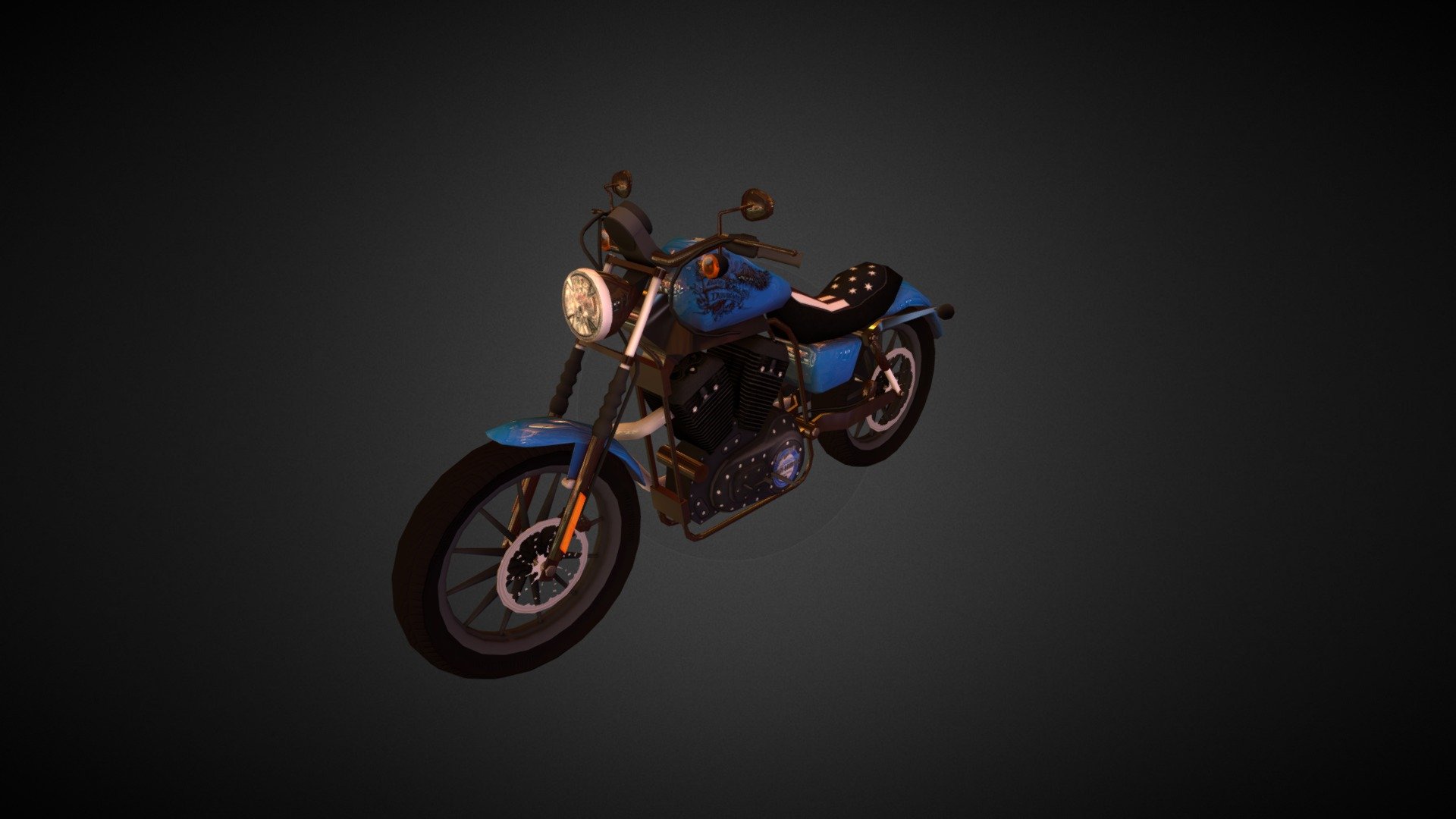 Created by Alberto Bodero - Harley Davidson Sporster - 3D model by Alberto Bodero (@albertobodero) 3d model