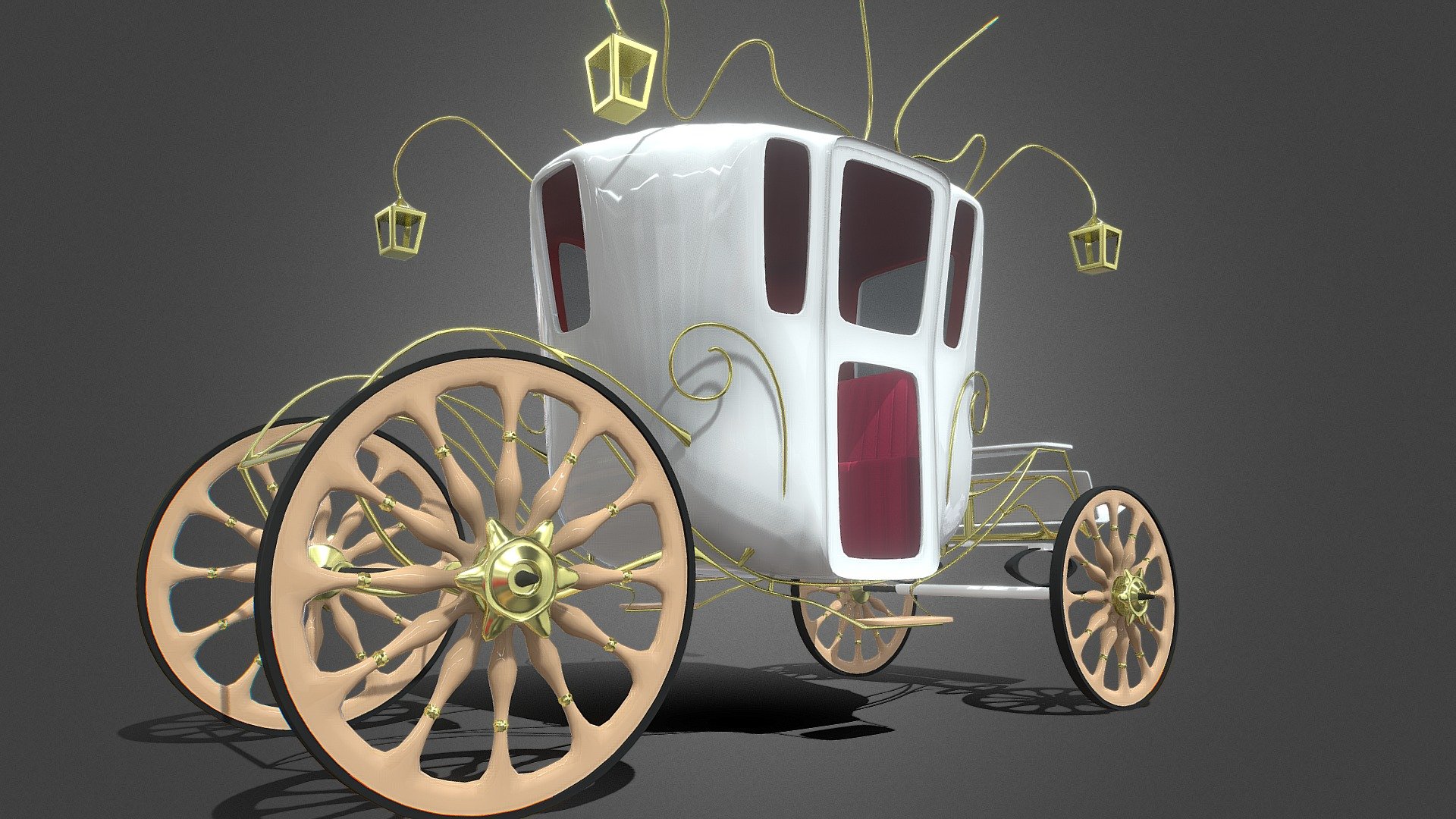 King's carriage. Horse-Drawn Transport. Crew. Horse Crew. Wedding 3d model
