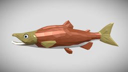 [Low Poly] Salmon fish, fishing, ocean, salmon, animals-cute, lowpoly, low, poly, animal, animation, animated, rigged, sea