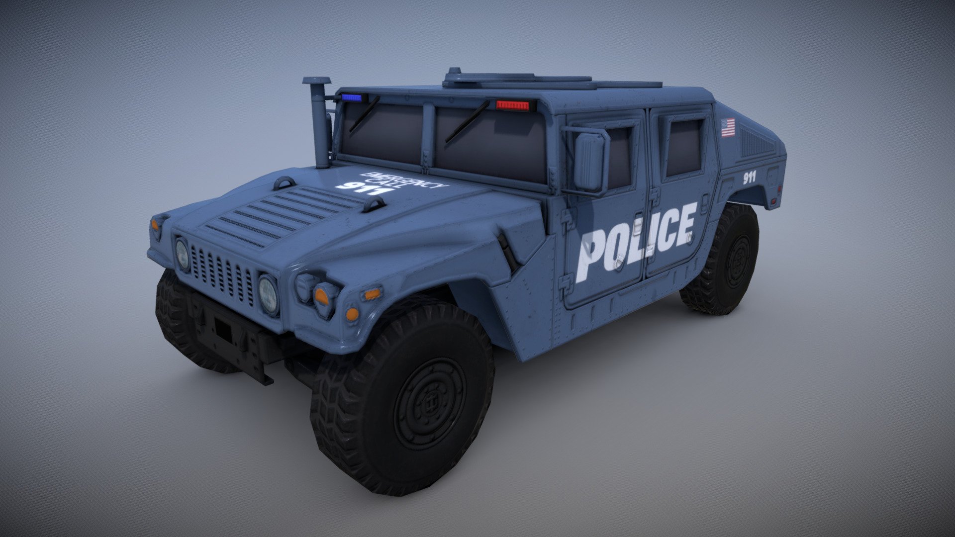 Humvee M1045 BLUE POLICE
Low-Poly model for the game and VFX

Want to buy a model? Write to DBrepair@yandex.ru - Humvee M1045 BLUE POLICE - 3D model by TSB3DMODELS 3d model