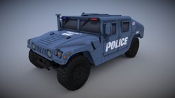 Humvee M1045 BLUE POLICE police, armored, transport, humvee, game-ready, low-polly, game-model, game, military, usa, car, m1045