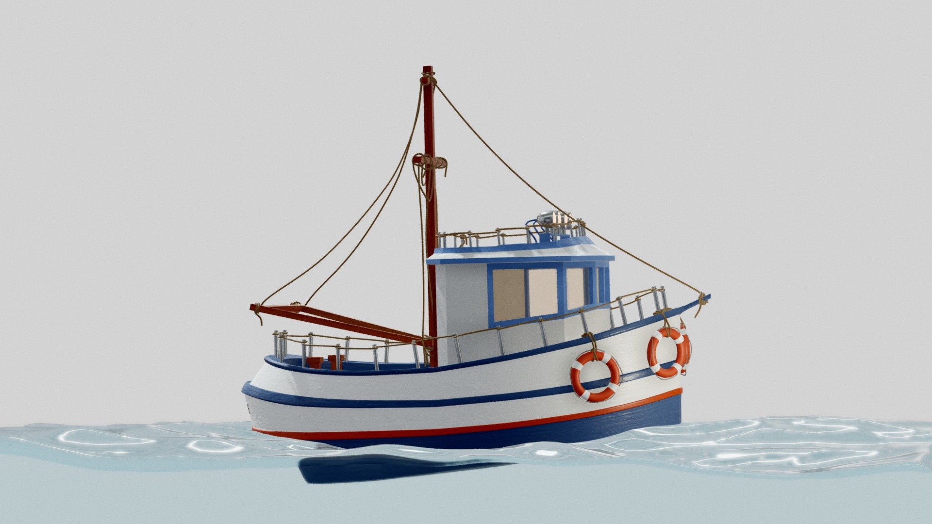 Cartoonish fishboat.
Modelled in Blender 2.83 3d model