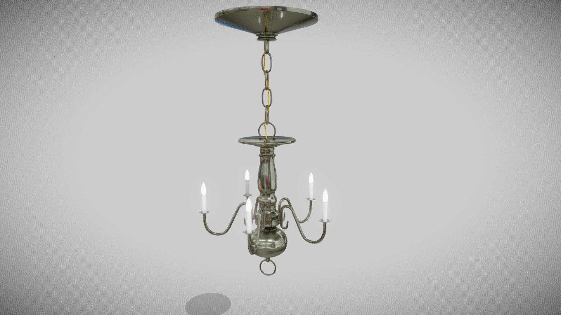 This is an old decorative chandelier. There are four materials (one for brass, two for the light bulbs - one emmisive, and one for the wire). There are no textures (not needed). The model is ready for high quality renders or archviz, but can be used for games 3d model