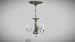 Chandelier antique, furniture, chandelier, metal, realistic, old, game-ready, lighting, low-poly, interior