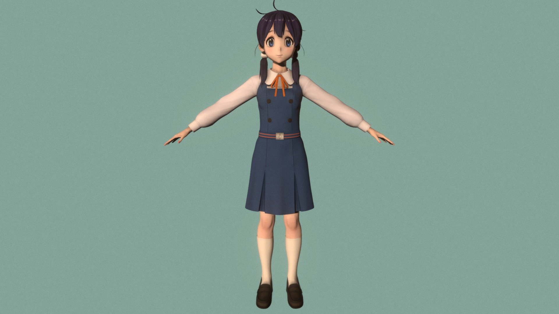 T-pose rigged model of anime girl Tamako Kitashirakawa (Tamako Market).

Body and clothings are rigged and skinned by 3ds Max CAT system.

Eye direction and facial animation controlled by Morpher modifier / Shape Keys / Blendshape.

This product include .FBX (ver. 7200) and .MAX (ver. 2010) files.

3ds Max version is turbosmoothed to give a high quality render (as you can see here).

Original main body mesh have ~7.000 polys.

This 3D model may need some tweaking to adapt the rig system to games engine and other platforms.

I support convert model to various file formats (the rig data will be lost in this process): 3DS; AI; ASE; DAE; DWF; DWG; DXF; FLT; HTR; IGS; M3G; MQO; OBJ; SAT; STL; W3D; WRL; X.

You can buy all of my models in one pack to save cost: https://sketchfab.com/3d-models/all-of-my-anime-girls-c5a56156994e4193b9e8fa21a3b8360b

And I can make commission models.

If you have any questions, please leave a comment or contact me via my email 3d.eden.project@gmail.com 3d model