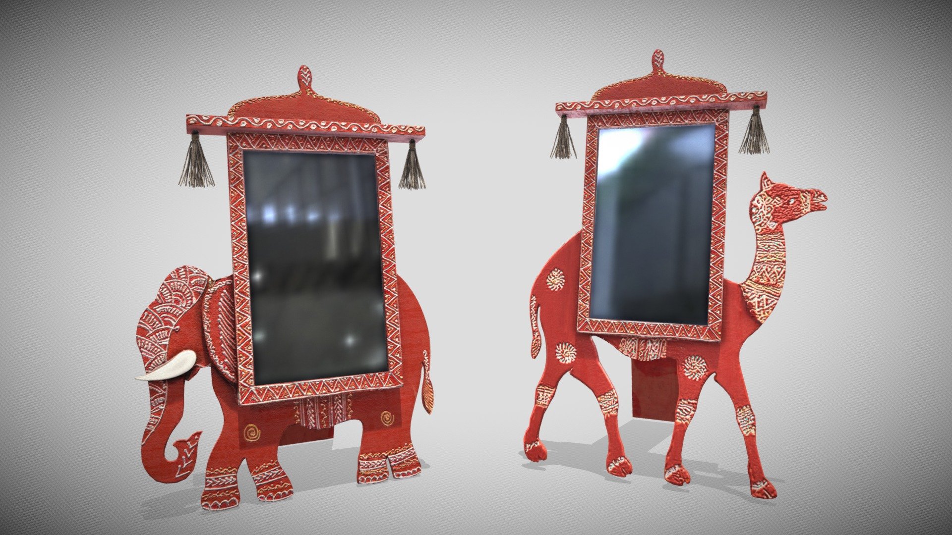 3 Material PBR Metalness 4k - Table Mirrors - Coppia_Flessa_Mirror_Red - Buy Royalty Free 3D model by Francesco Coldesina (@topfrank2013) 3d model