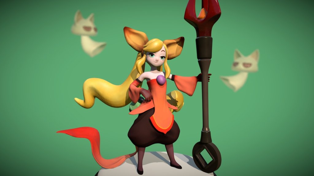 Hi!
New model based in this amazing character concept by Myoung Hwan Kim. 

Maybe I gave the model a weird name, but I like to imagine this girl as a nice singer and her cats as a wonderful bewitched chorus&hellip; - Lady Witch & The Phantom Cats - 3D model by Carlos Montero (@yaaargh) 3d model