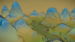 The Vast Land painting, chinese, houdini, chinese_culture, blender, song_dynasty