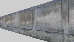 Long dirty reinforced concrete fence