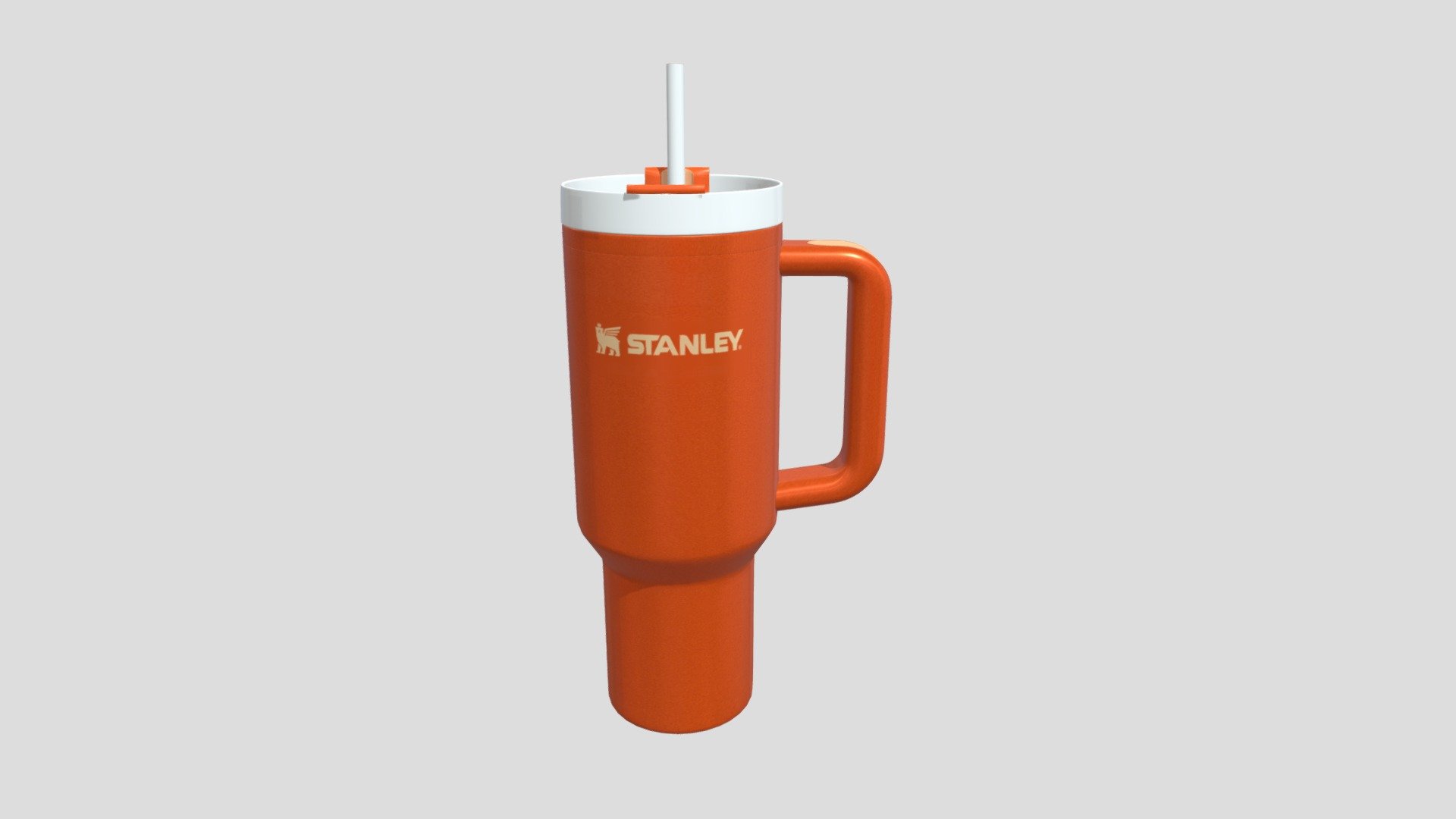 Stanley Quencher tumbler, 2.0 version in orange color with lid.
  Modelled in Blender 4.0 - Stanley Tumbler Travel Cup 40 oz - Download Free 3D model by Jhon Maycon_22 (@JHON_22) 3d model