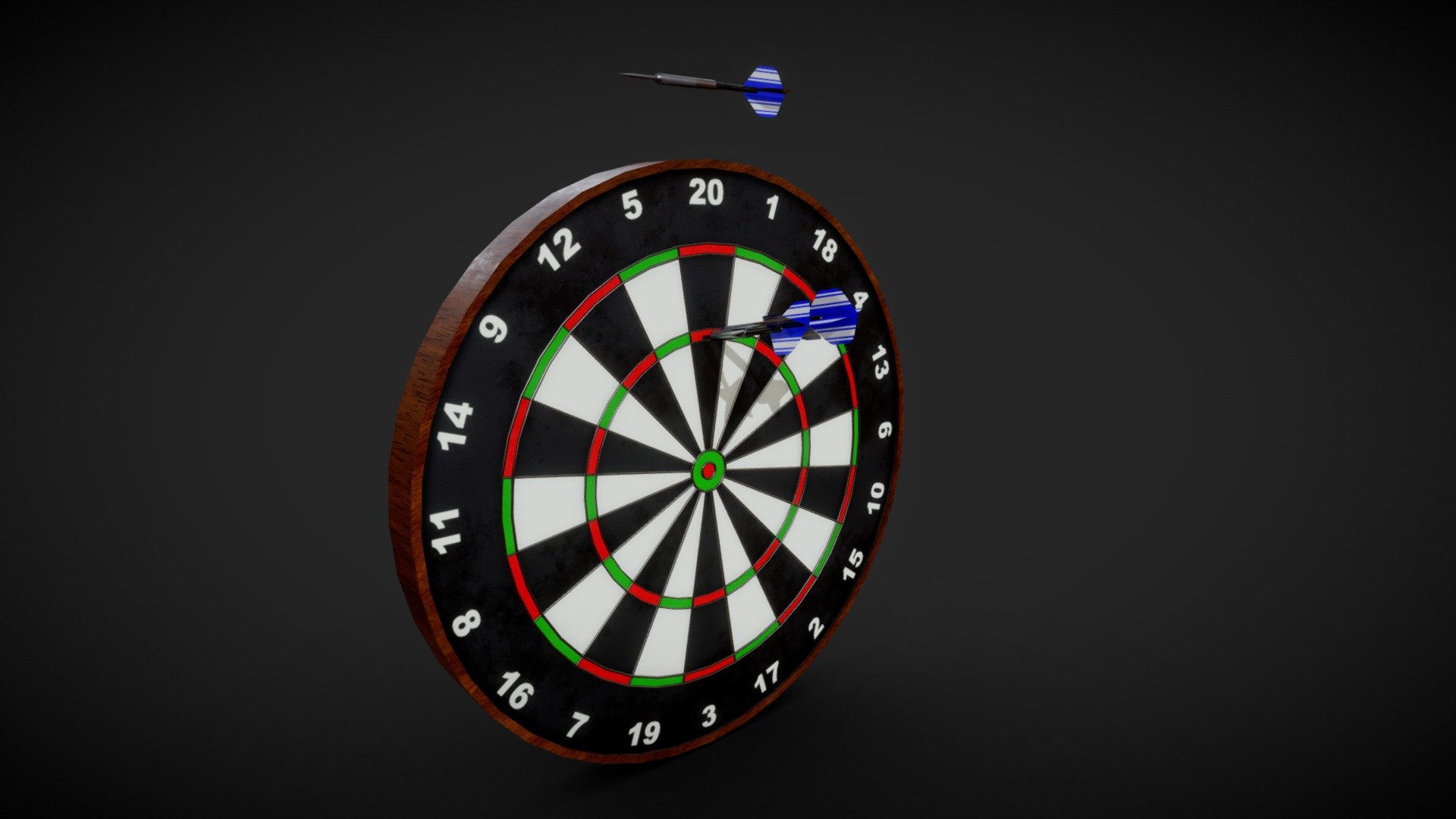 A slightly worn dart board with darts.

All maps are 2K. Includes FBX &amp; OBJ.

Modelled in Blender, Textured in Substance Painter.

Let me know if I can be of further assistance (reskin, different texture quality, etc.), I'm happy to help where I can!




Website: https://rosbergendesigns.com/

Instagram: https://www.instagram.com/rosbergen_designs/
 - Dartboard & Darts - Buy Royalty Free 3D model by Rosbergen Designs (@RosbergenDesigns) 3d model